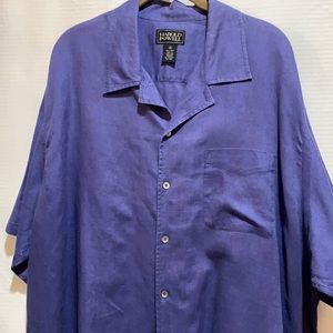 HOWARD POWELL LINEN CAMP SHIRT SZ XXL STEEL BLUE